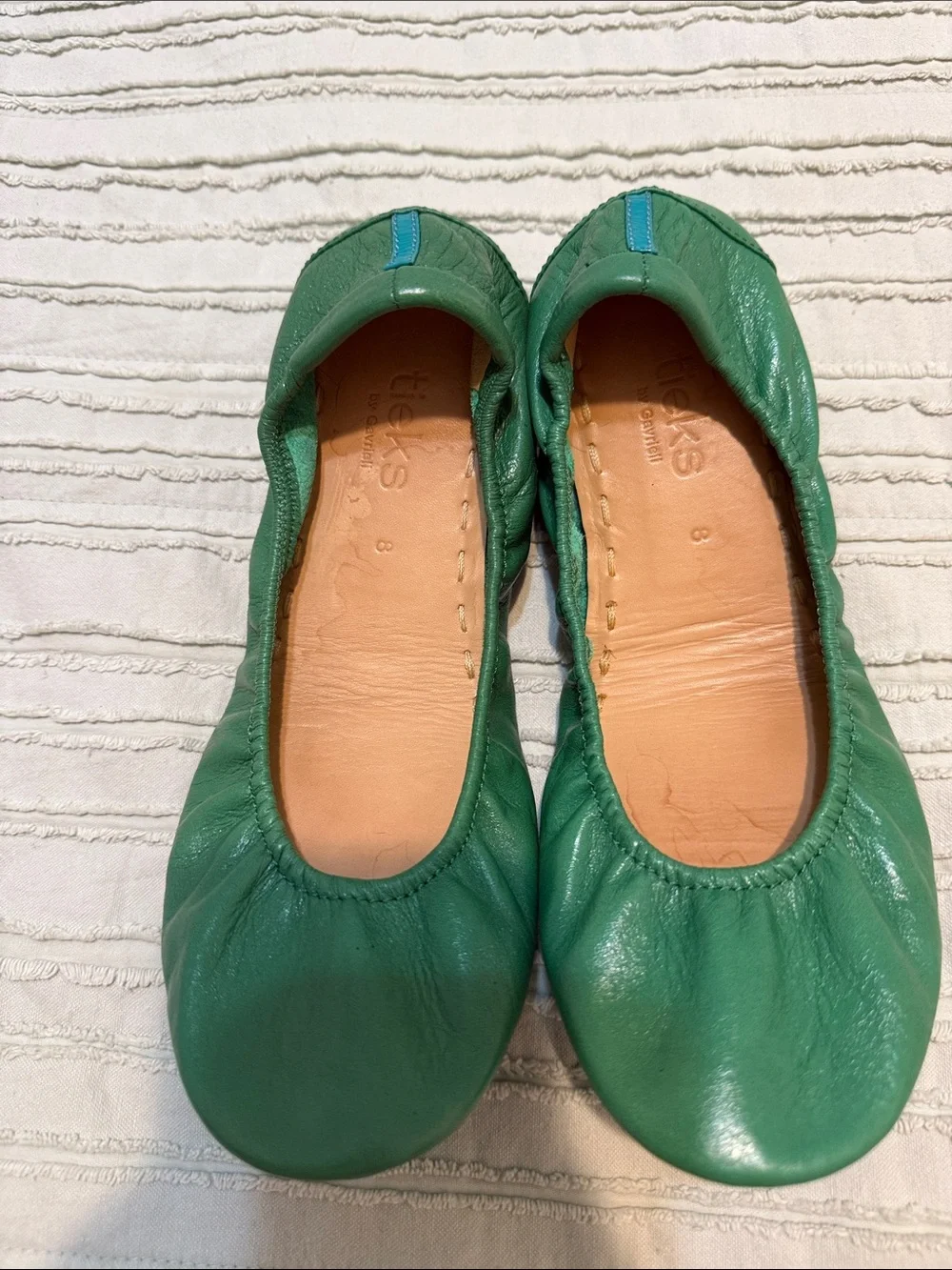 Tieks Green Leather Foldable Ballet Flats